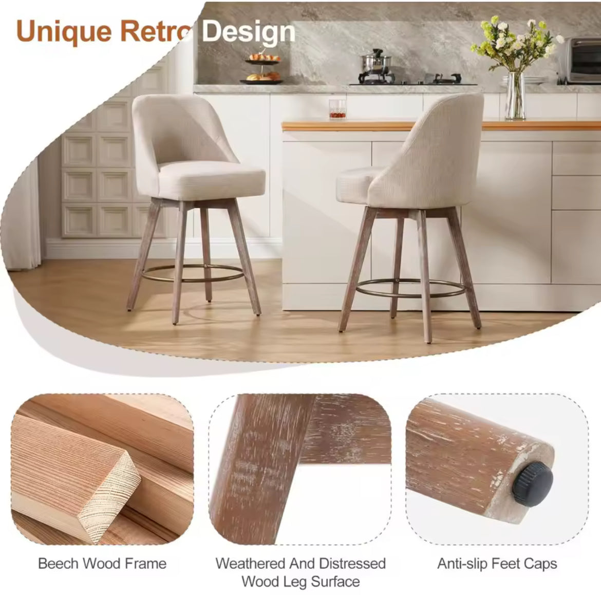 26" Swivel Counter Stools (Set of 2)