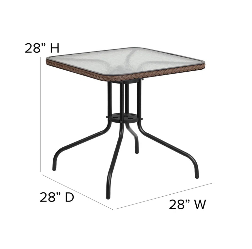 Patio Square Glass Metal Table