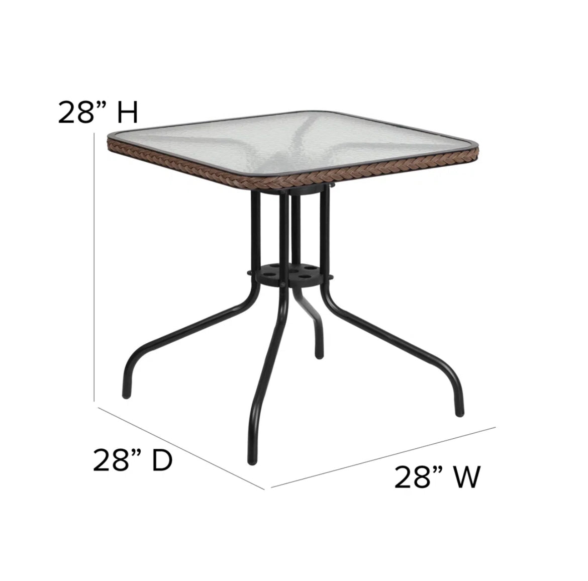 Patio Square Glass Metal Table