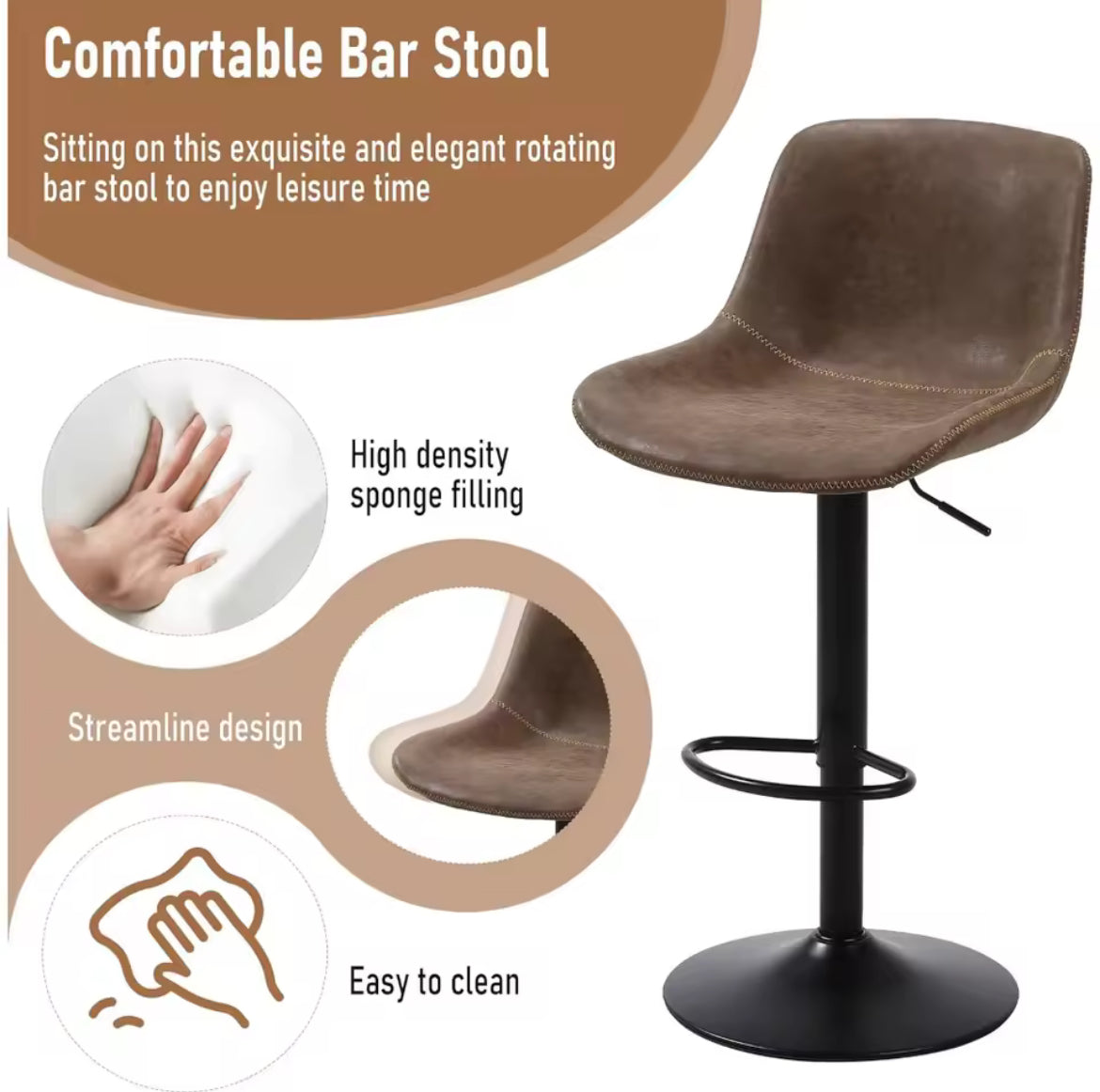 Tall Armless Swivel Counter Bar Stool (Set of 2)