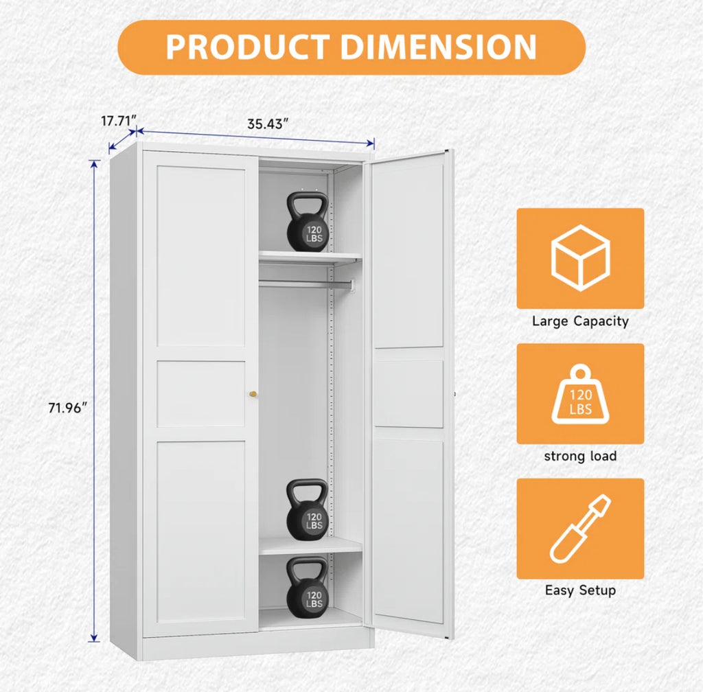 2-Door Metal Wardrobe Closet