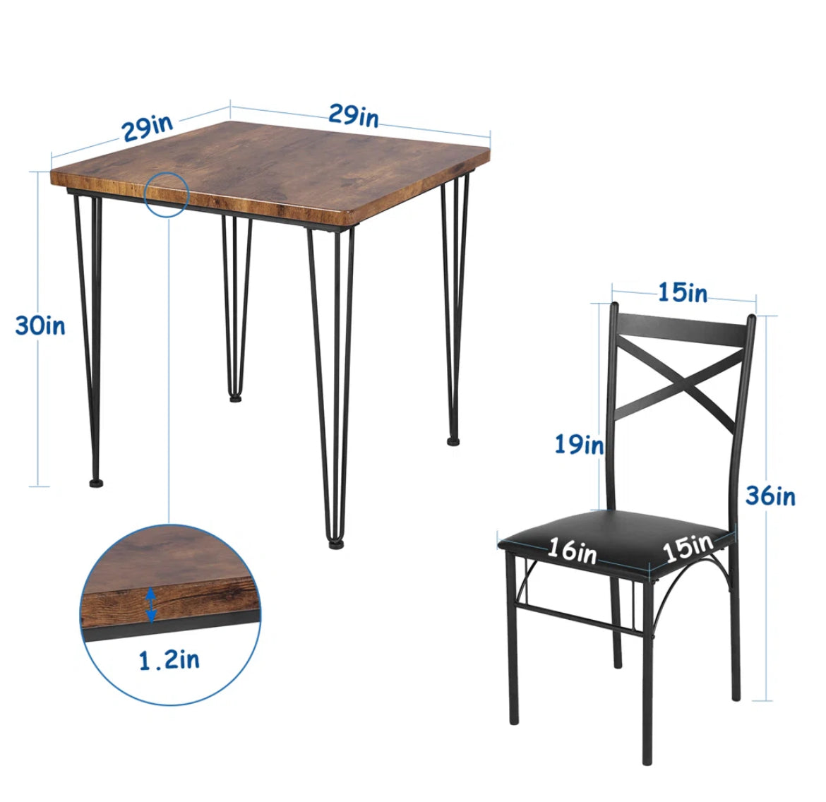 Wooden Kitchen Table Set for 4