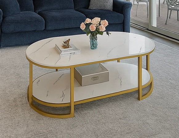 Golden-Framed Marble Table