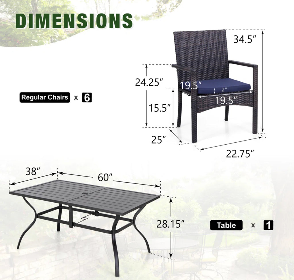 7-Piece Dining Set w/ Cushions