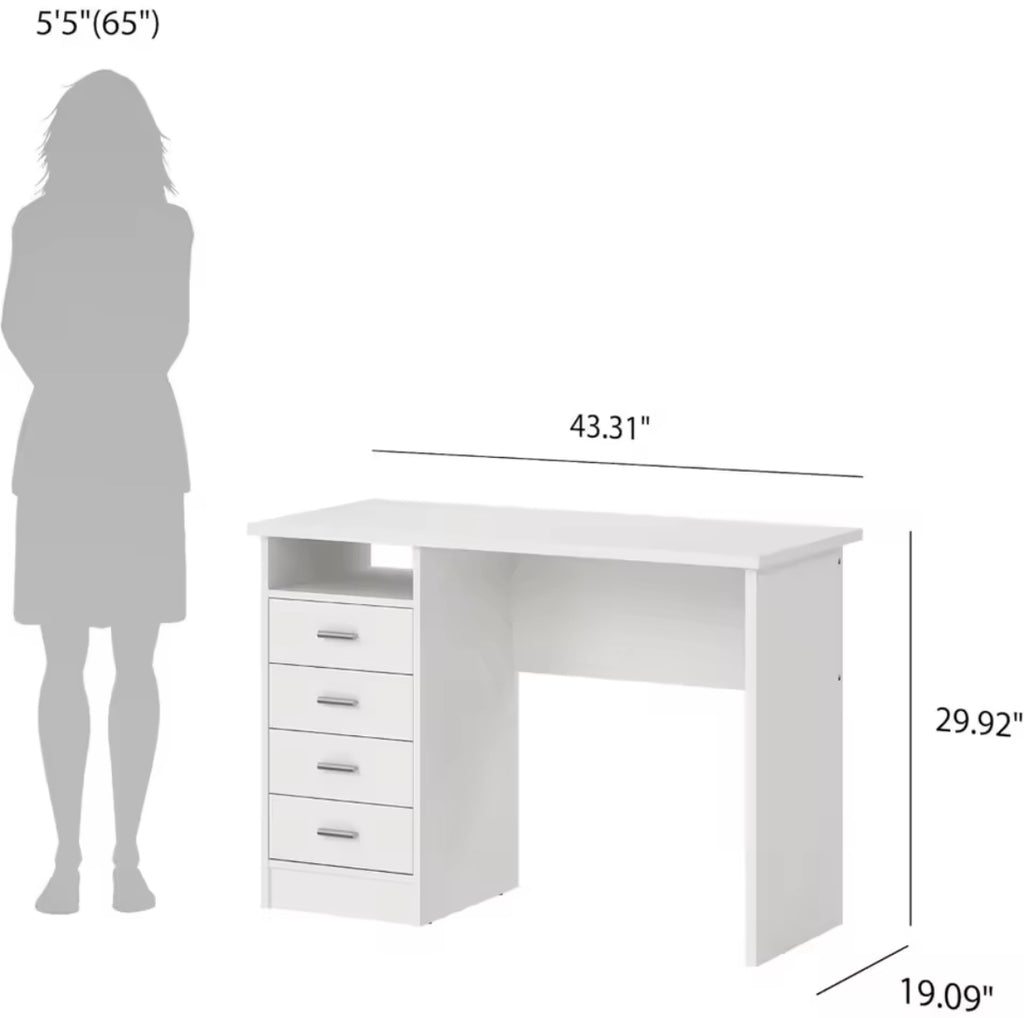 43” 4-Drawer Office Desk w/ Storage