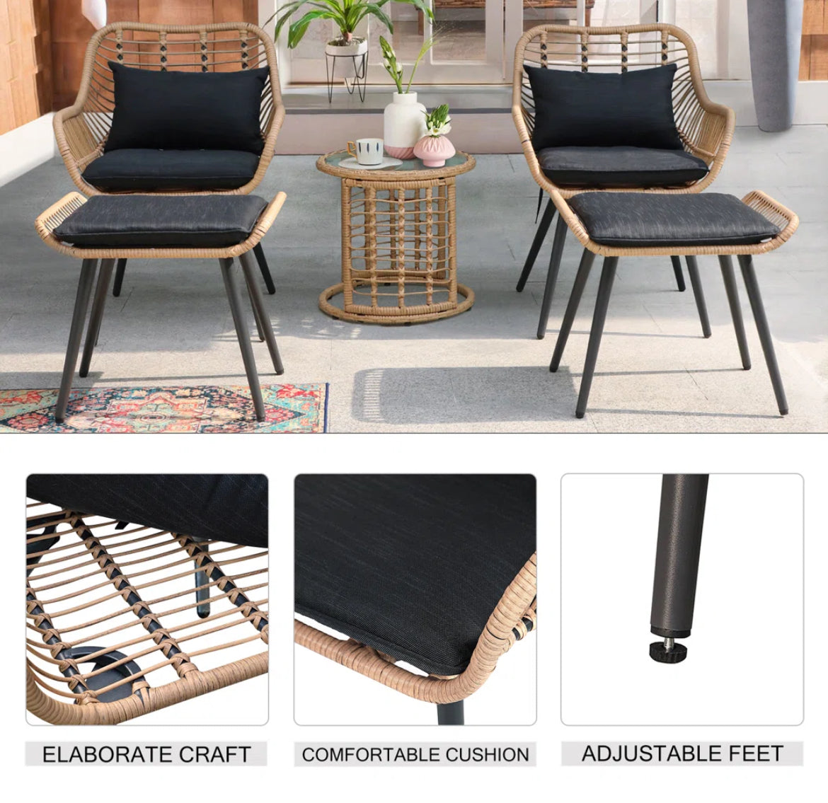 Outdoor Armchair Set w/ Cushions