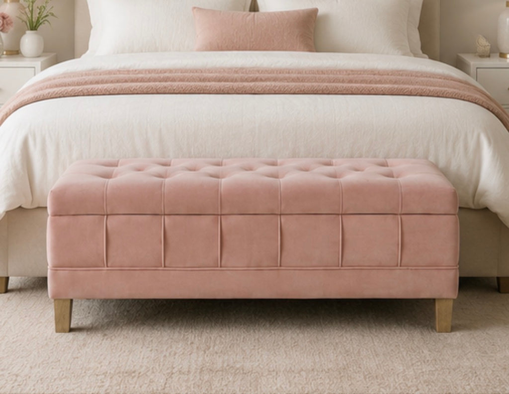 52” Velvet Tufted Storage Bench