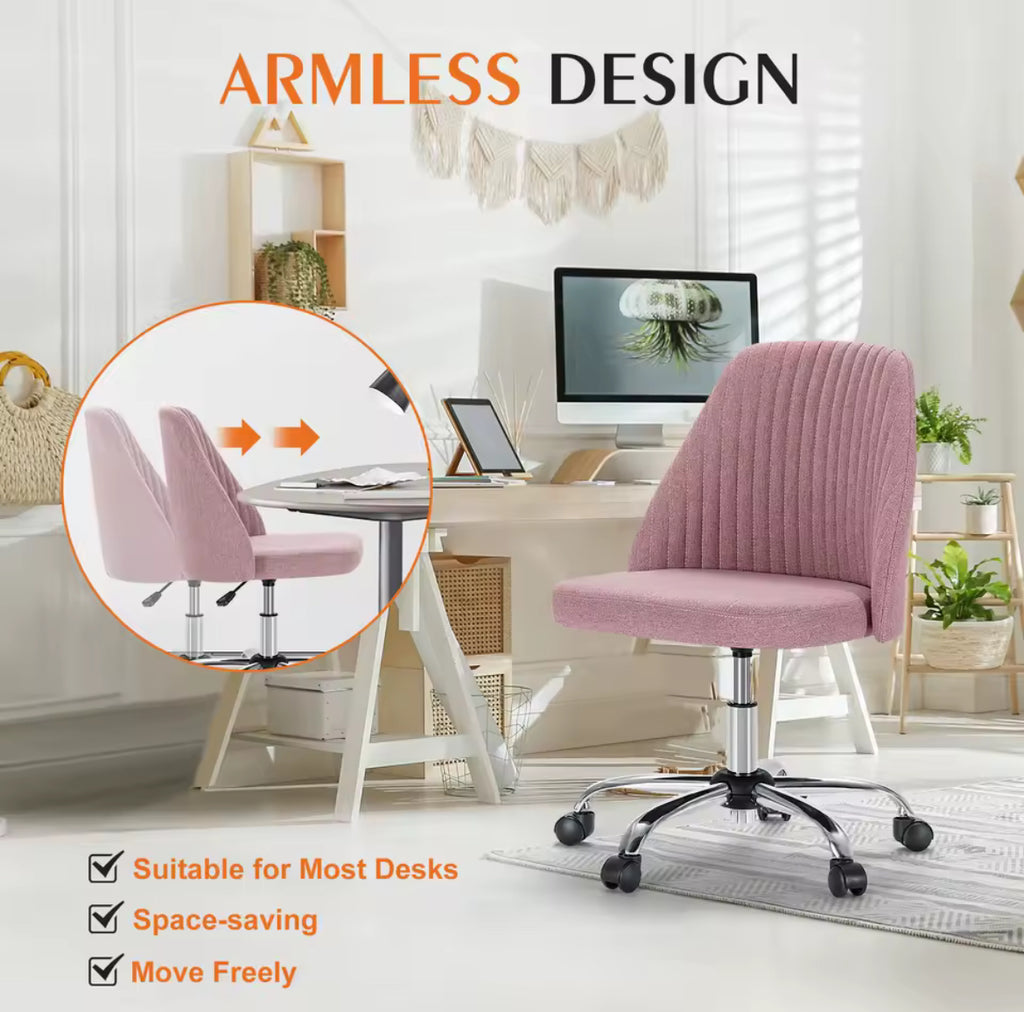 Armless Swivel Chair w/ Modern Fabric