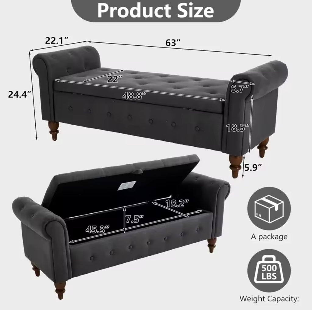 63" King-Size Storage Bench