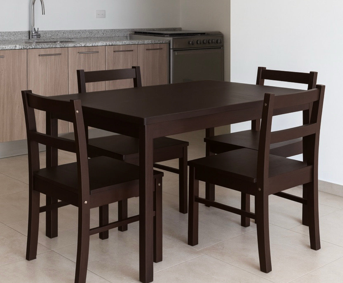 5-Piece Modern Wood Dining Table Set for 4