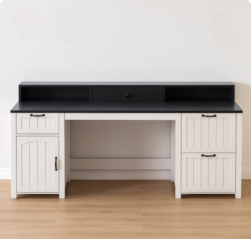 63” Office Desk w/ File Drawer & Monitor Stand