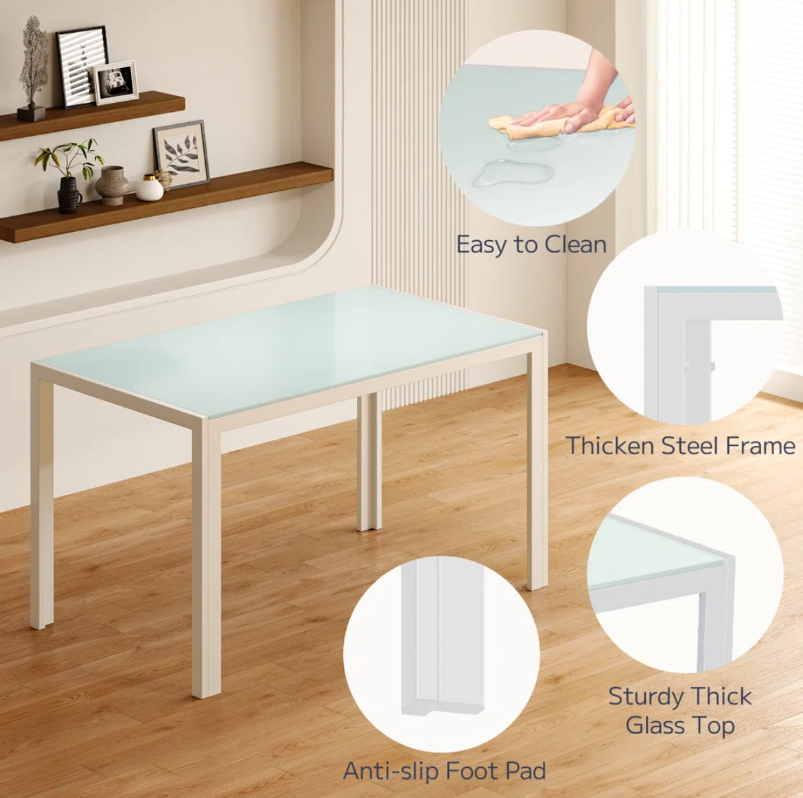 Modern Dining Table w/ Leather Chairs