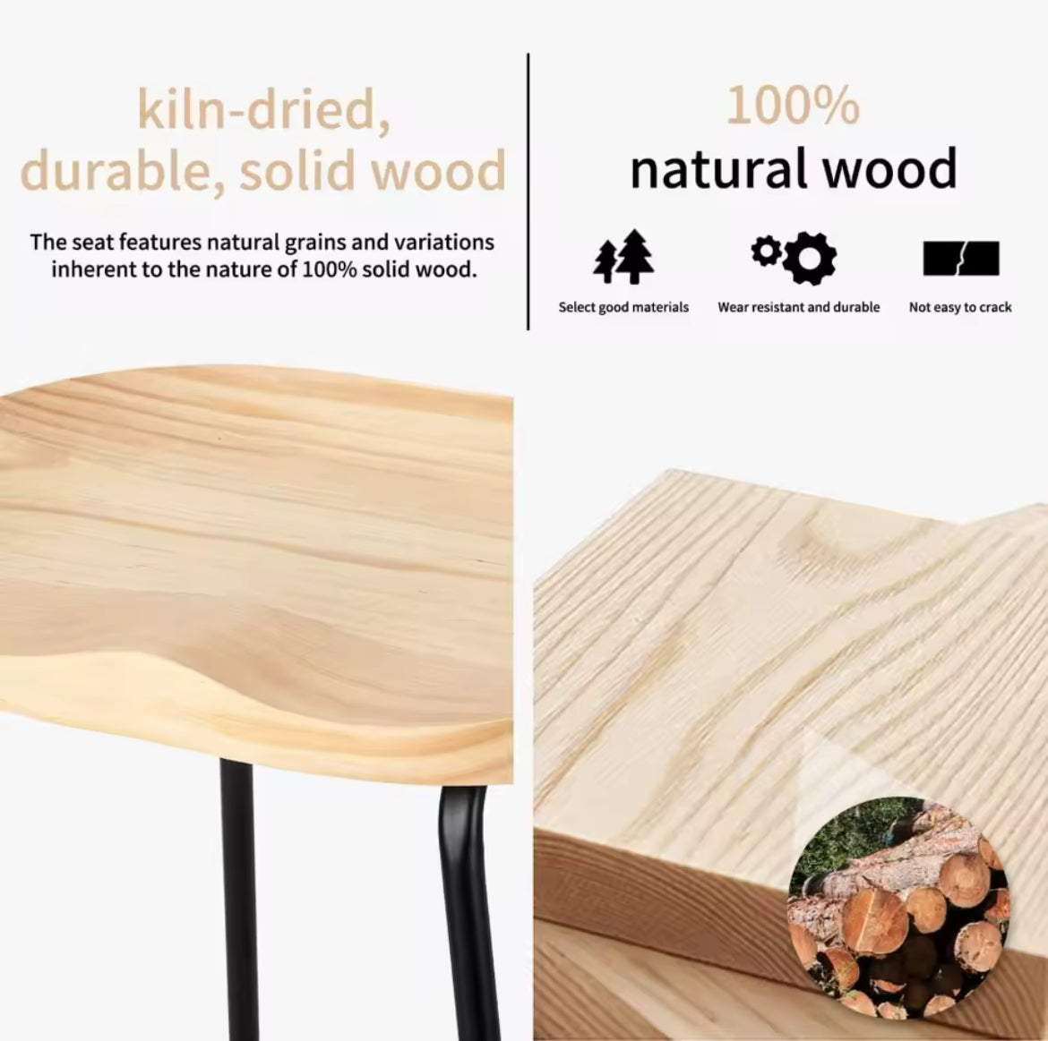 Solid Wood Counter Bar Stools