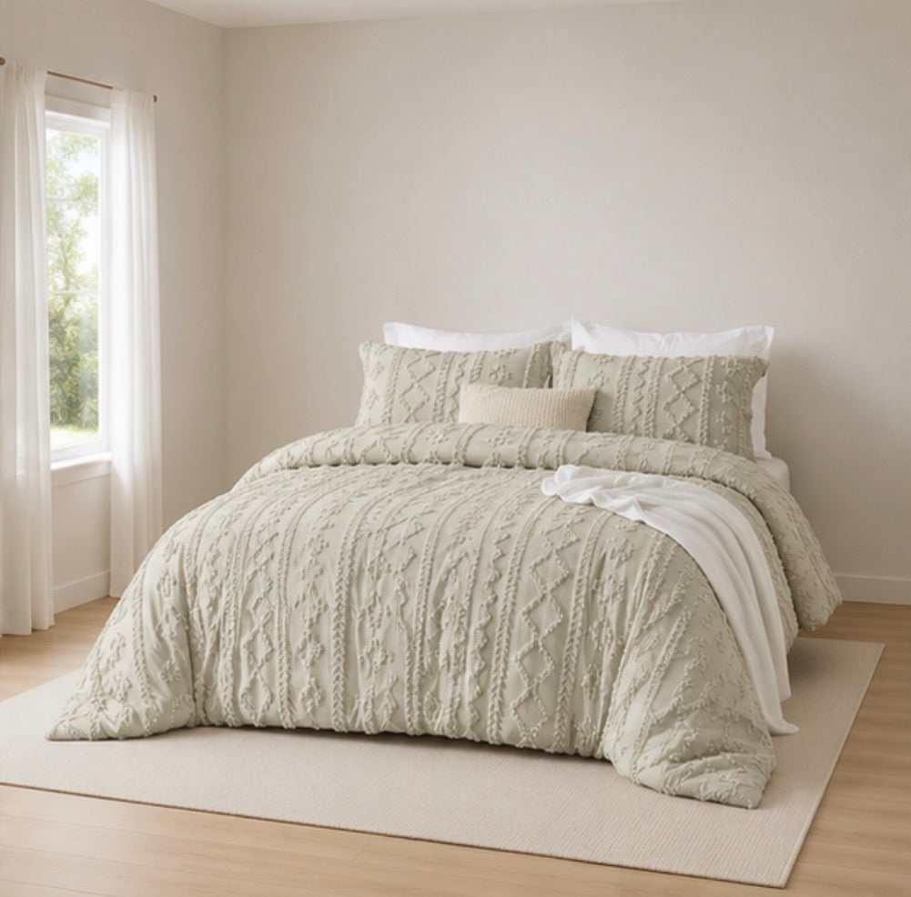 Tufted Boho Bedding Set