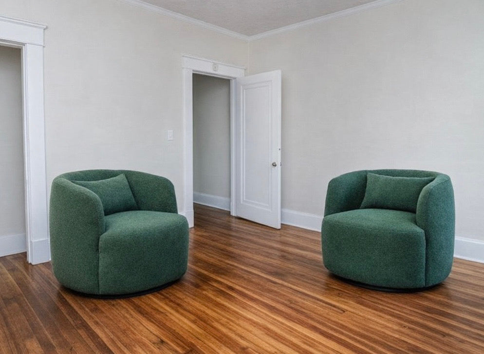 Boucle Upholstered Swivel Armchair (Set of 2)