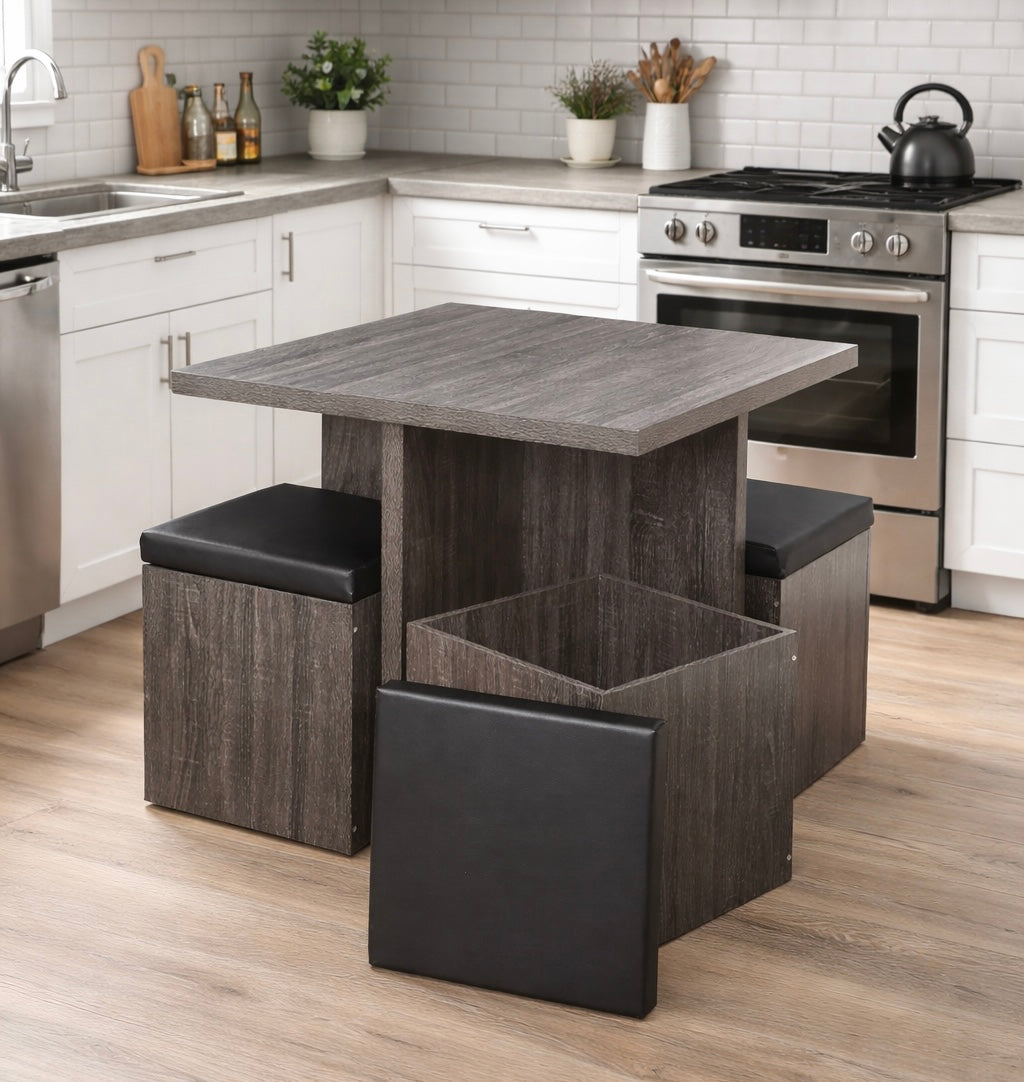 5-Piece Small Dining Table Set w/ 4 Stools