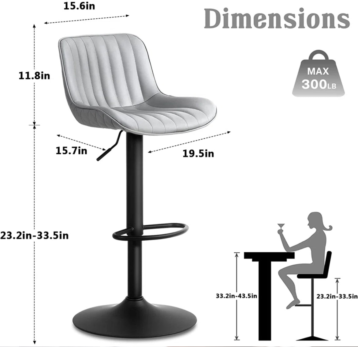Modern Adjustable Island Counter Stools (Set of 2)