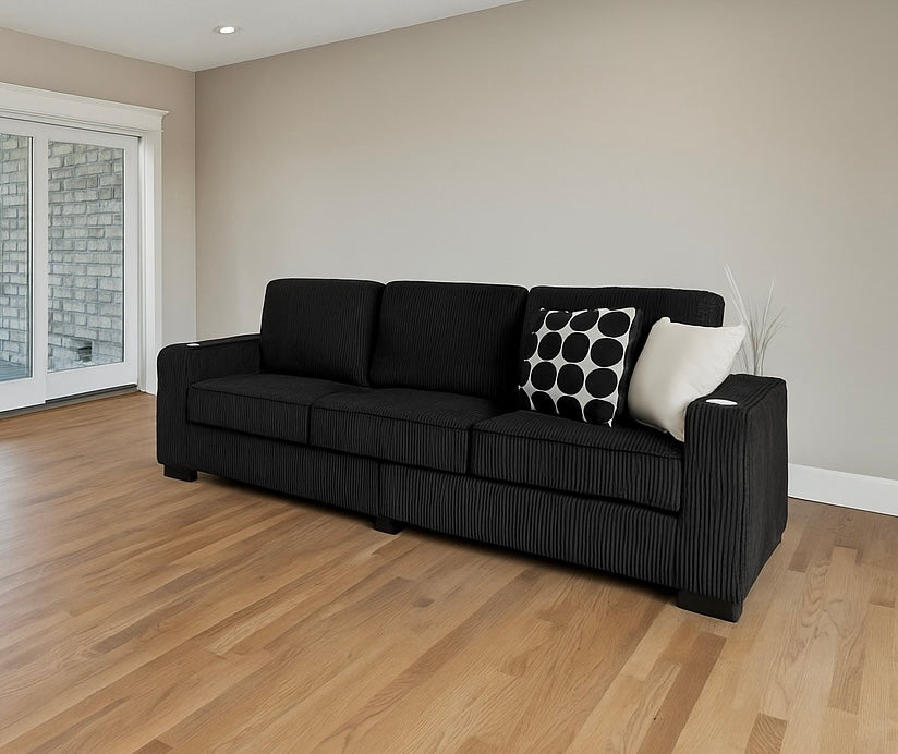3-Seated Modern Sofa w/ 2 Cup Holders