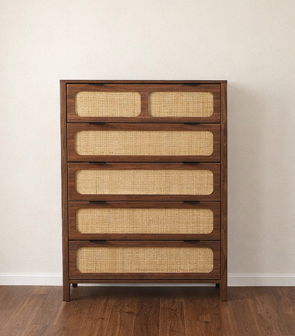 5-Drawer Rattan Chest