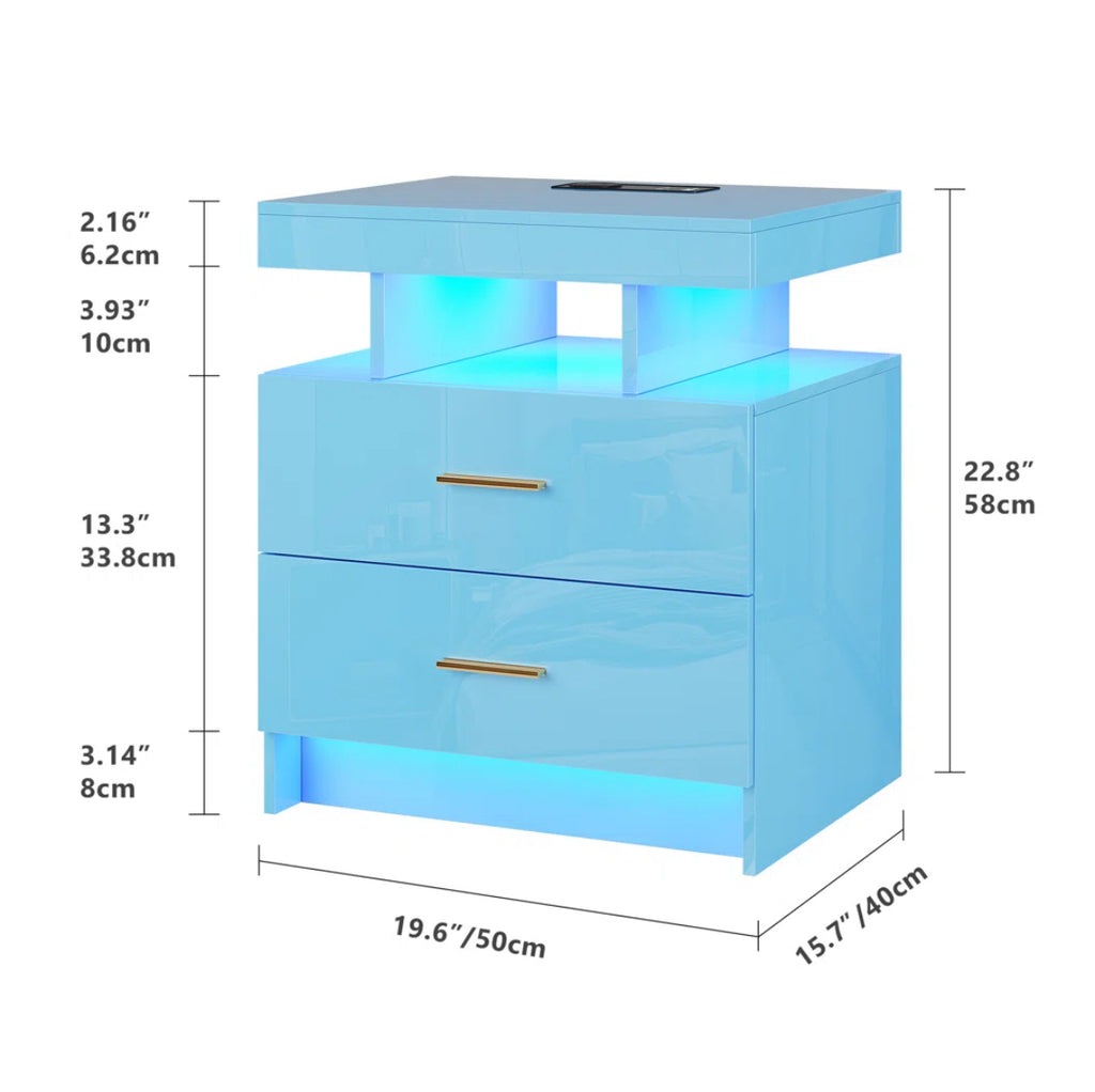 2-Drawer Nightstand w/ LED
