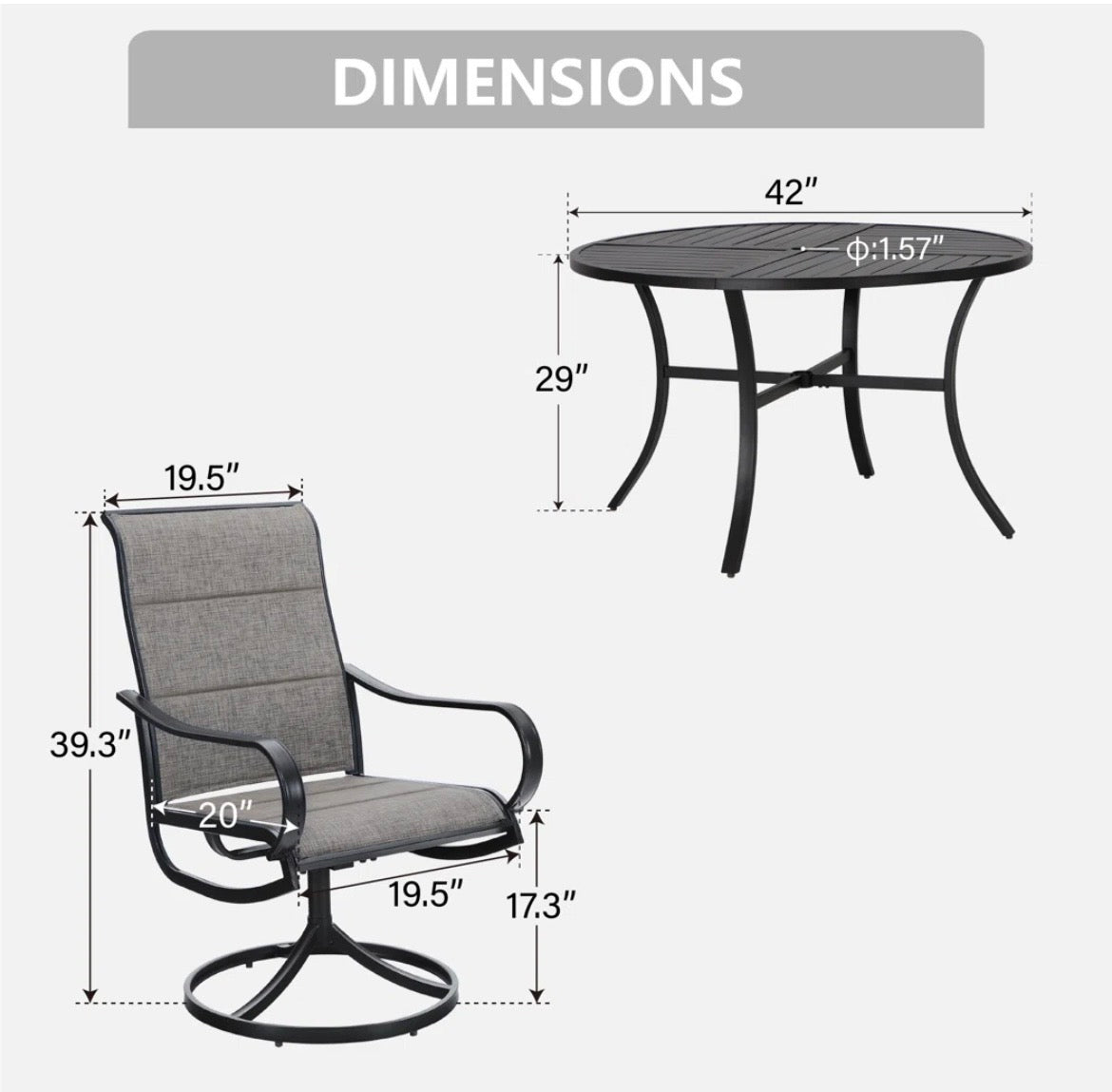 Metal Round Dining Set for Patio