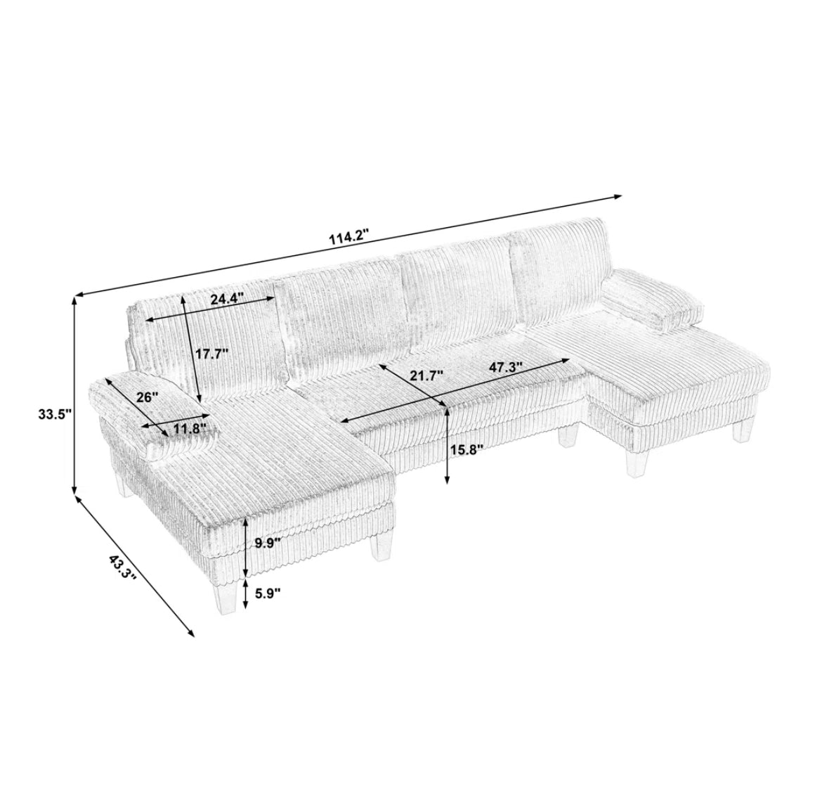 U-Shaped Modular Sectional Sleeper Sofa