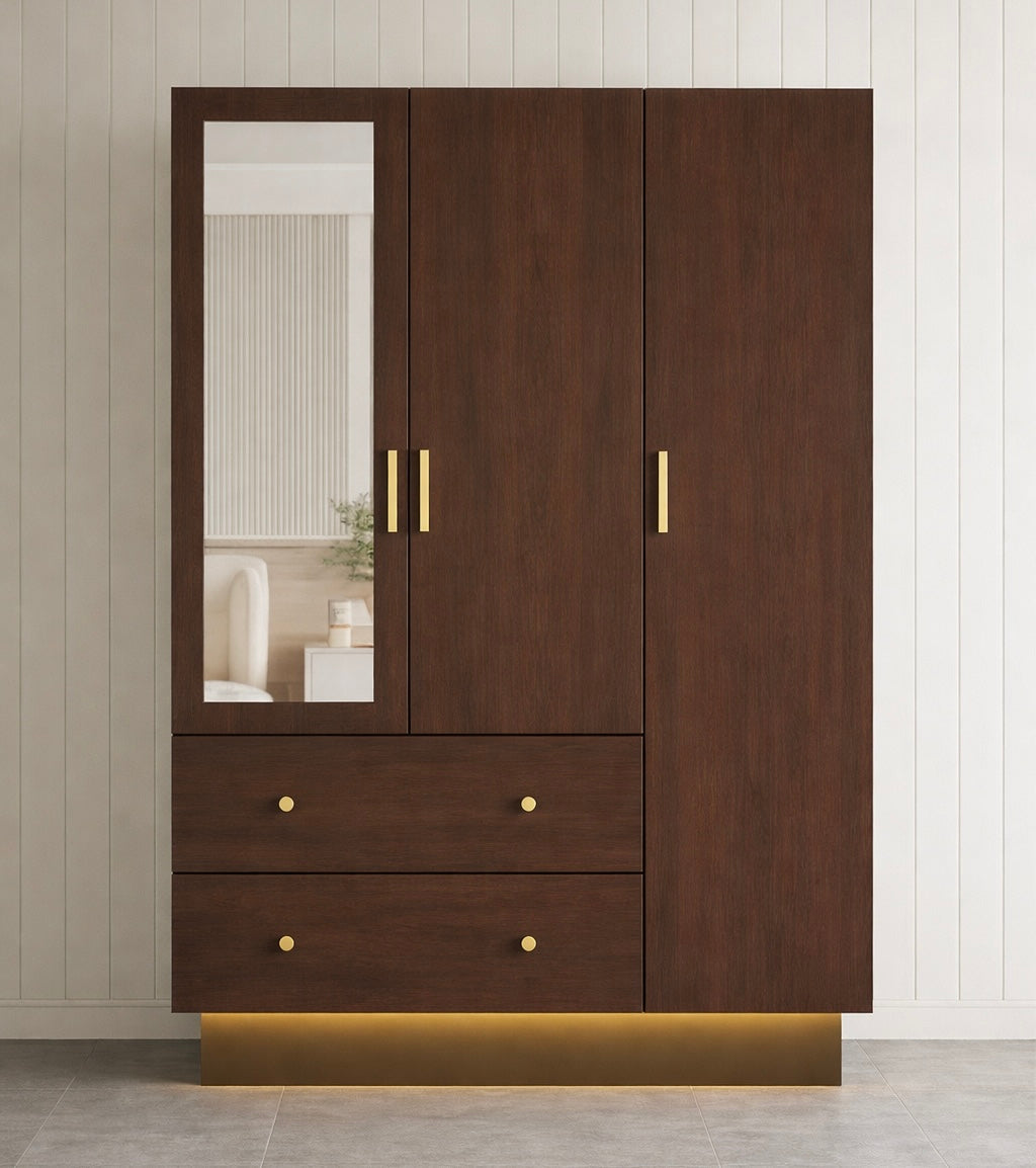 43” Modern 3-Door Armoire w/ LED Lights