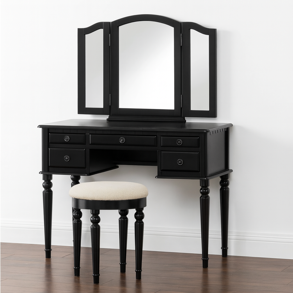 43” Vanity Desk w/ Foldable Mirror & 4 Drawers