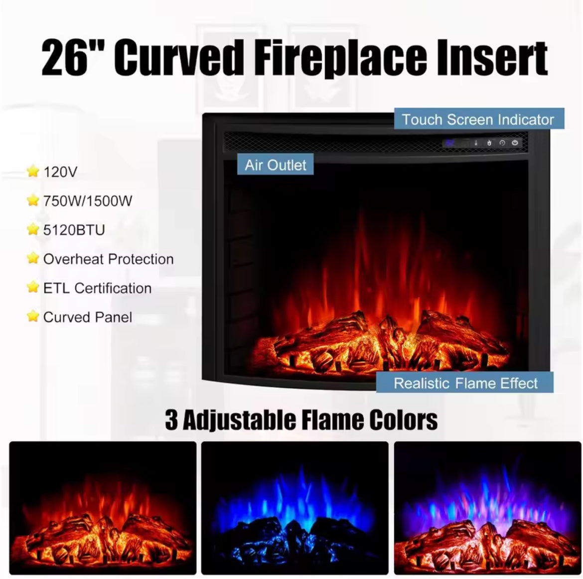 Curved Electrical Fireplace