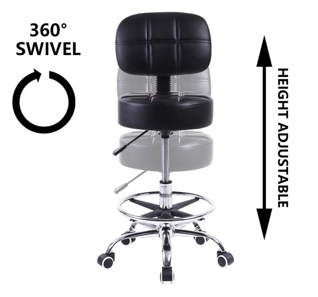 Leather Rolling Office Stool