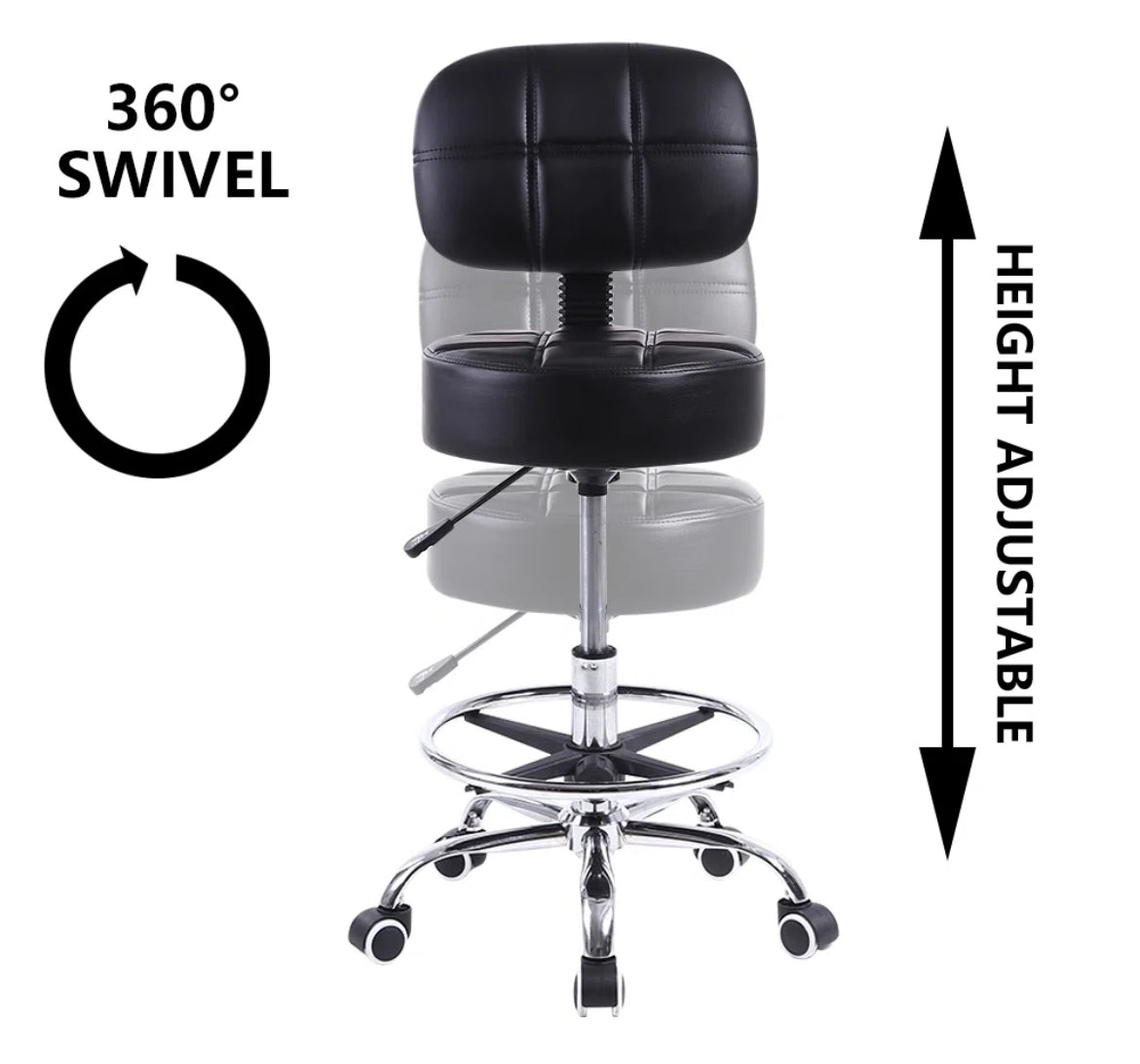 Leather Rolling Office Stool