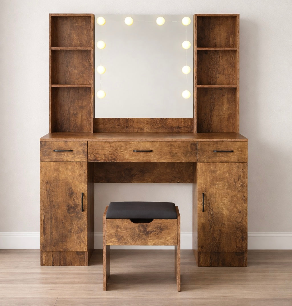 45” Vanity Desk w/ LED Lights in 3 Colors & Power Outlet