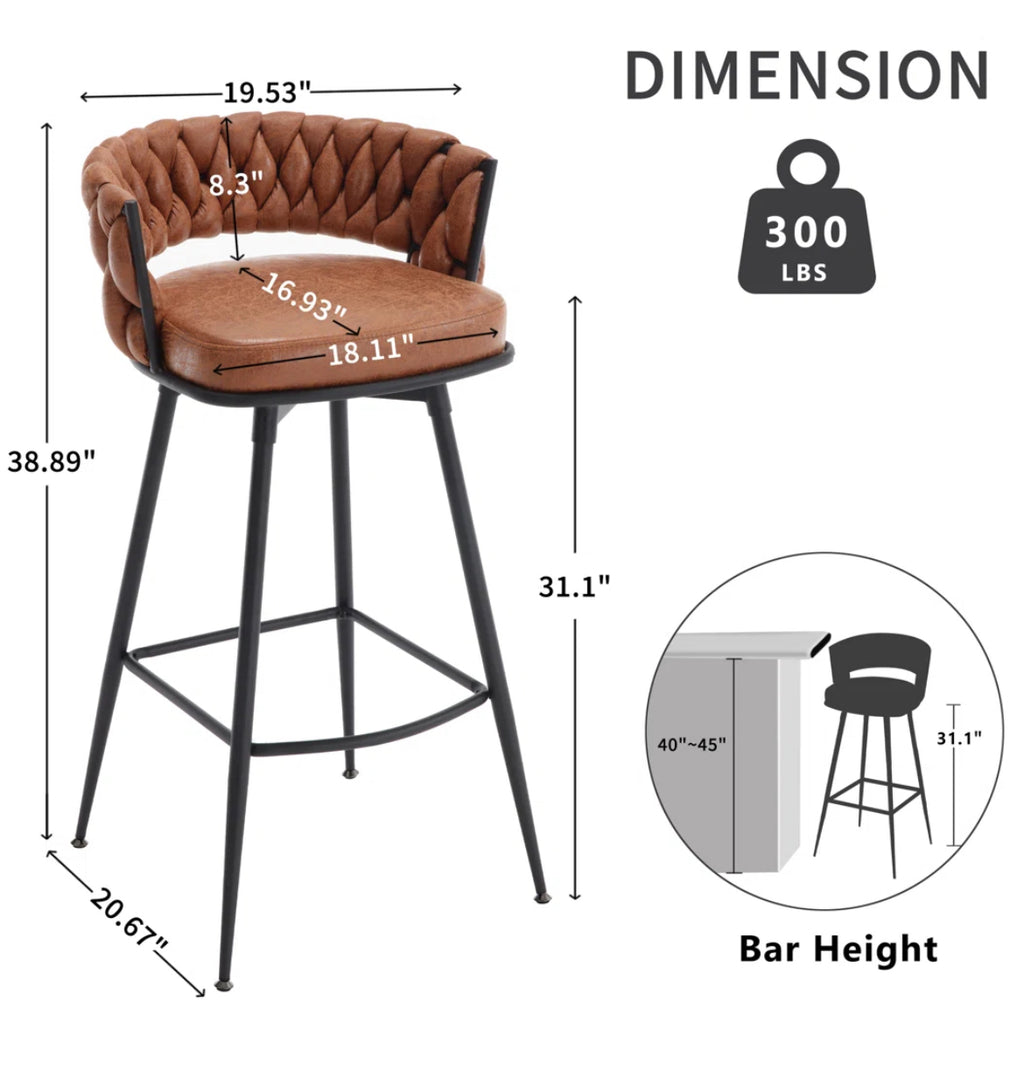 Counter Swivel Bar Stool w/ High Backrest (Set of 2)