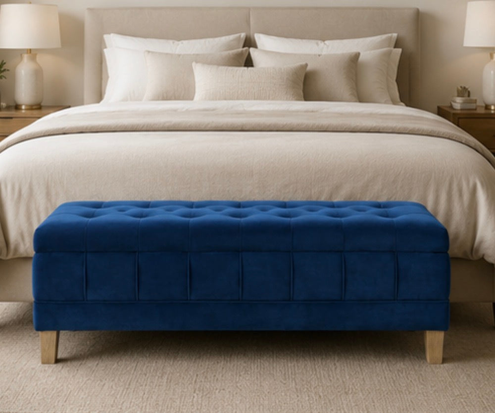 52” Velvet Tufted Storage Bench