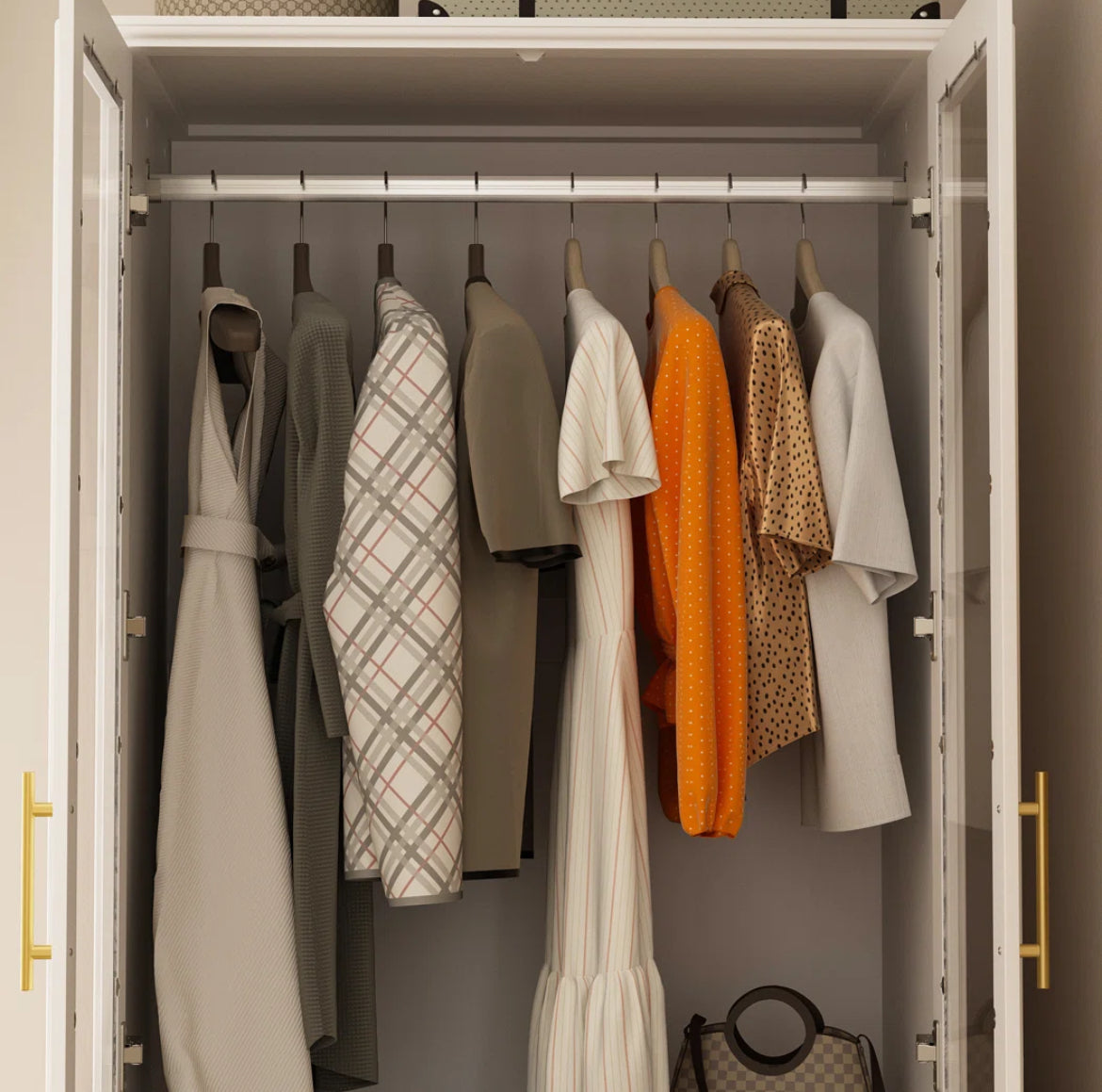32" Armoire w/ 2 Glass Doors & 3 Drawers