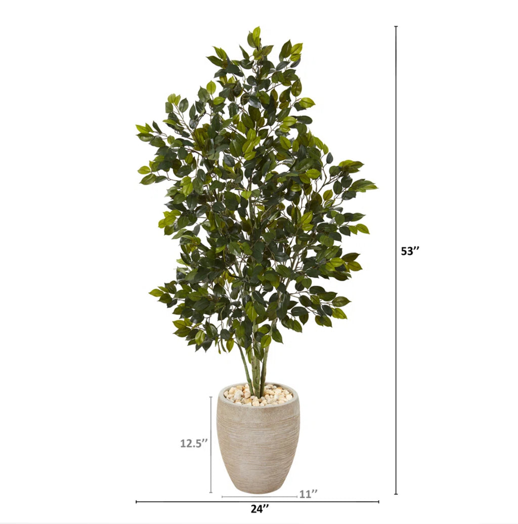 53'' Faux Ficus Tree in Earthenware Planter