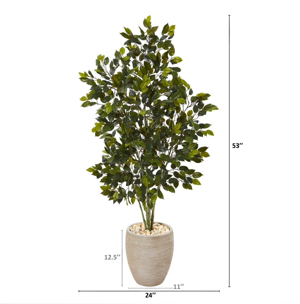 53'' Faux Ficus Tree in Earthenware Planter
