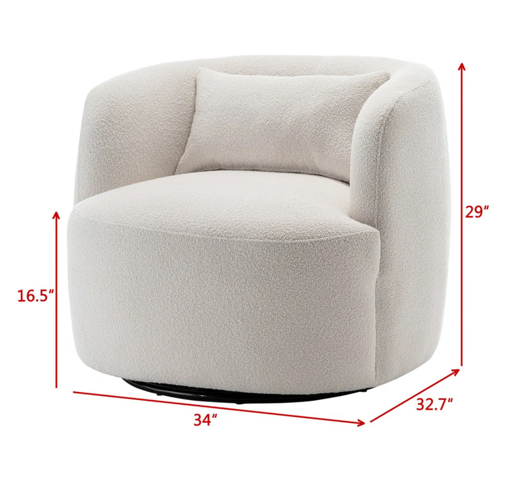 Boucle Upholstered Swivel Armchair (Set of 2)
