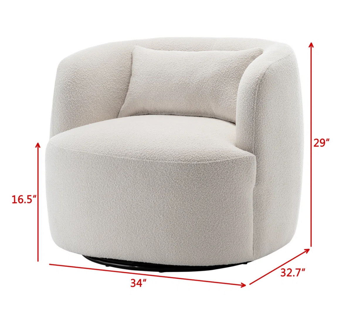 Boucle Upholstered Swivel Armchair (Set of 2)
