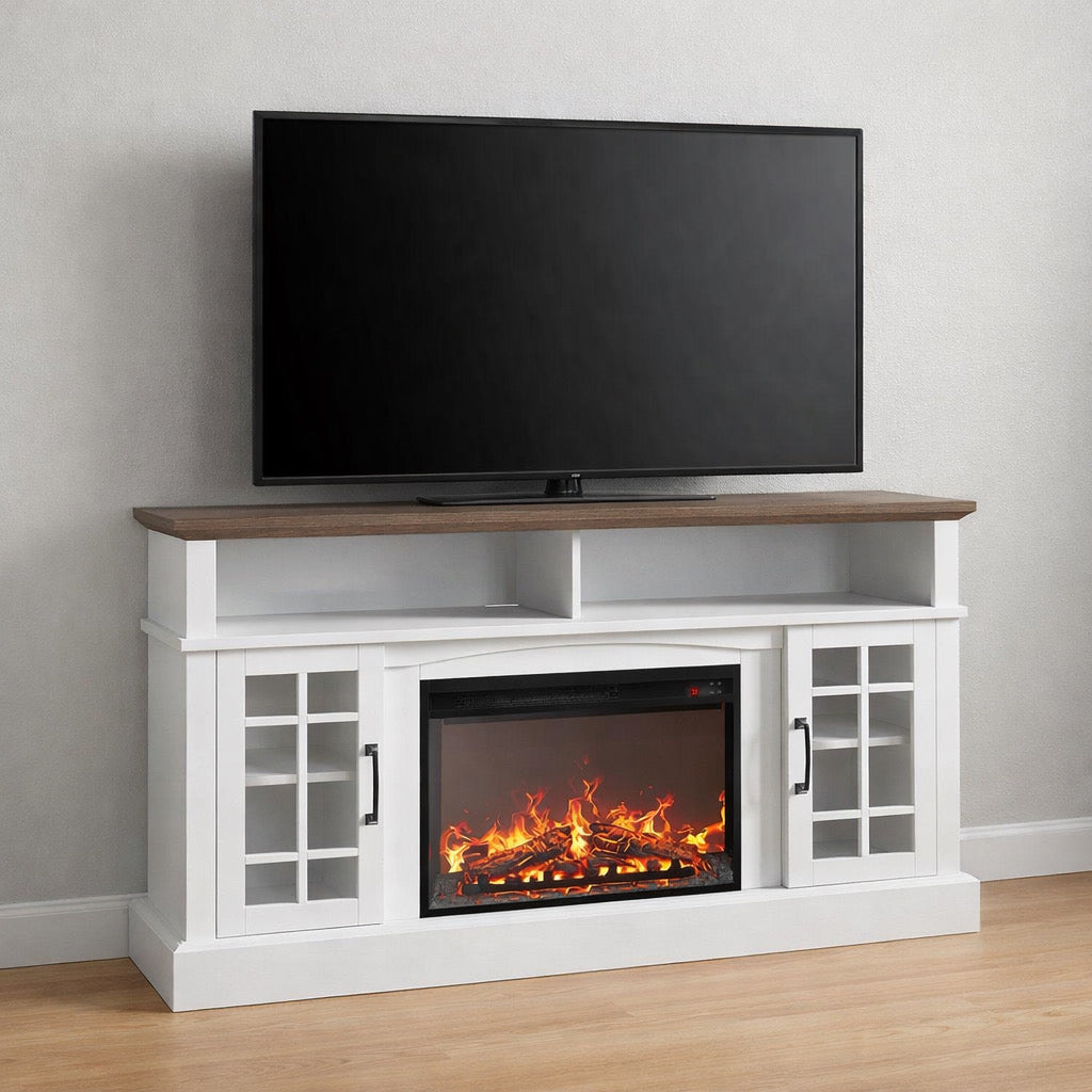 Rustic TV Fireplace Stand