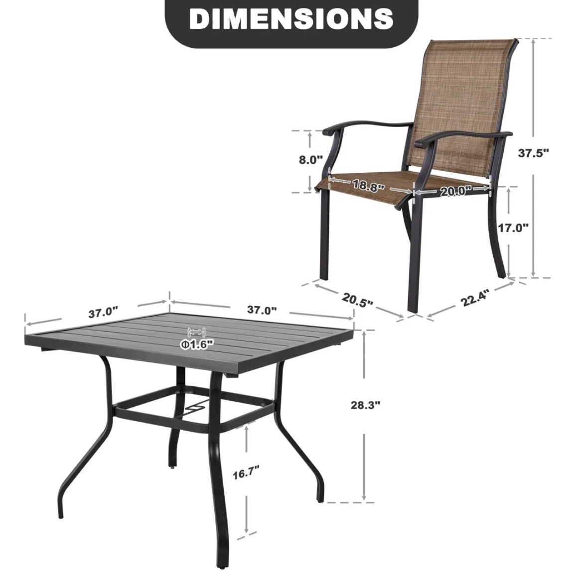 5-Piece Outdoor Patio Dining Set