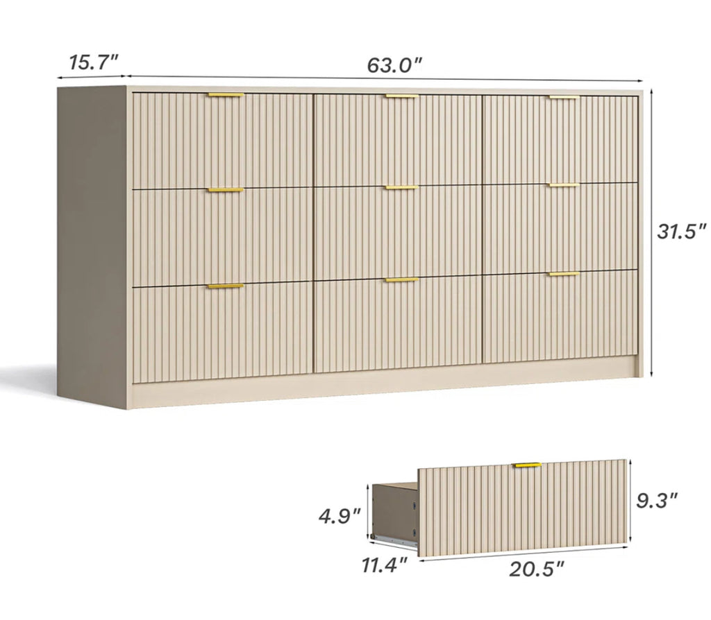 9-Drawer Modern Dresser