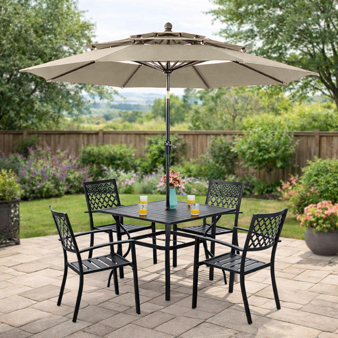 Metal Square Table Set for Patio