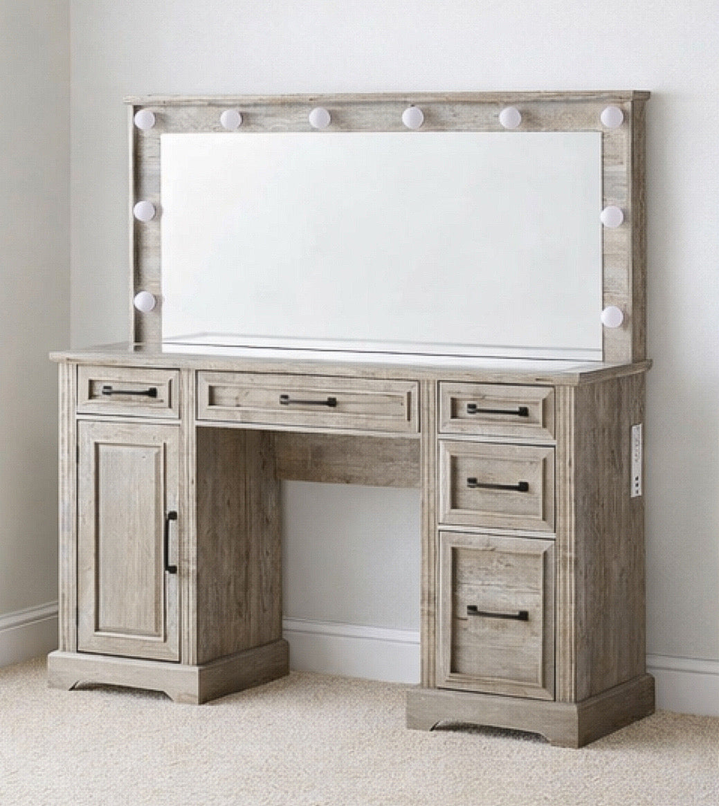 55” Vanity w/ 5 Drawers & Charging Station