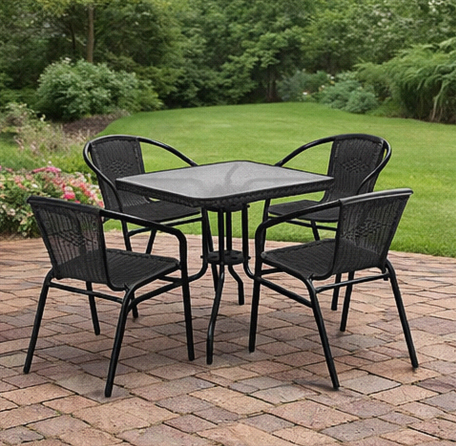 Patio Square Glass Metal Table
