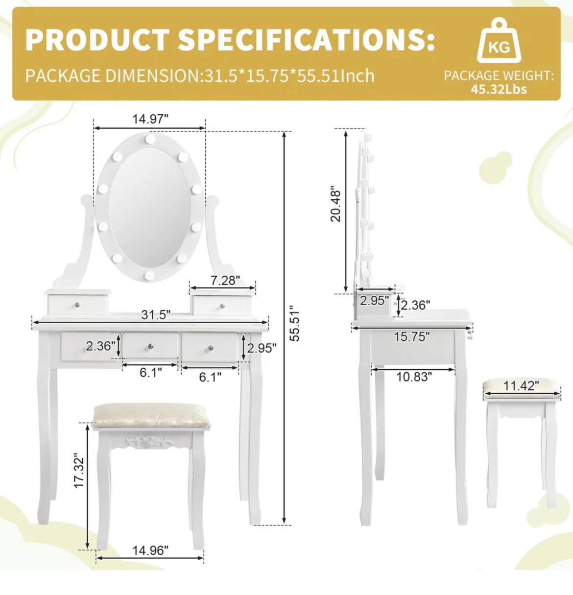 31” Vanity Set w/ LED Mirror