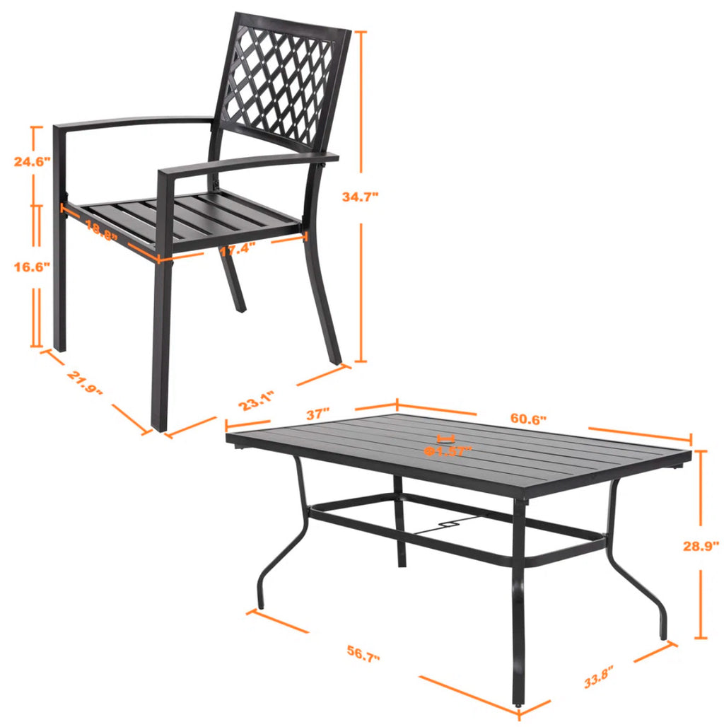 Iron Finish Backyard Table Set