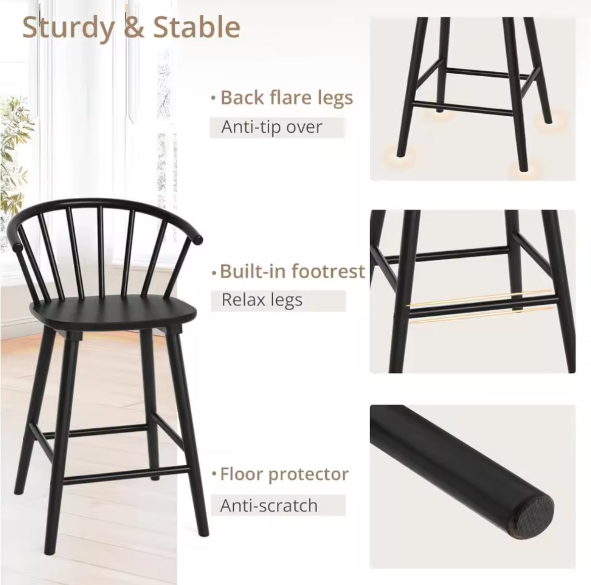 Mid Century Modern Farmhouse-Style Counter Stools