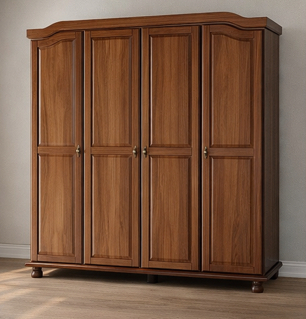 Solid Wood 4-Door Wardrobe