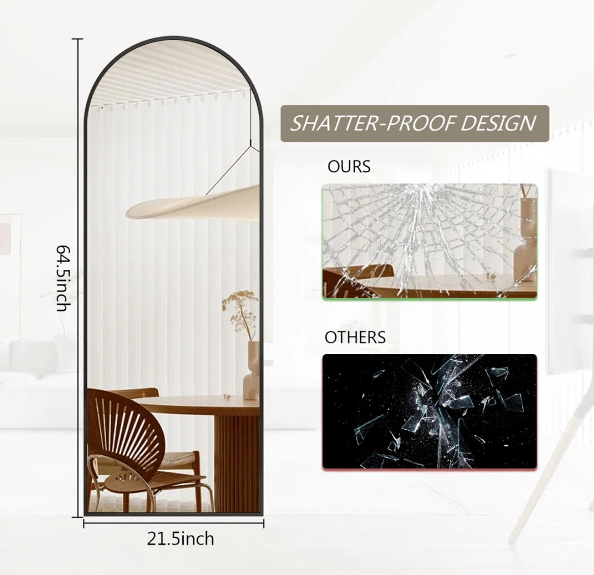 Arched Oversized Full Length Mirror w/ Stand